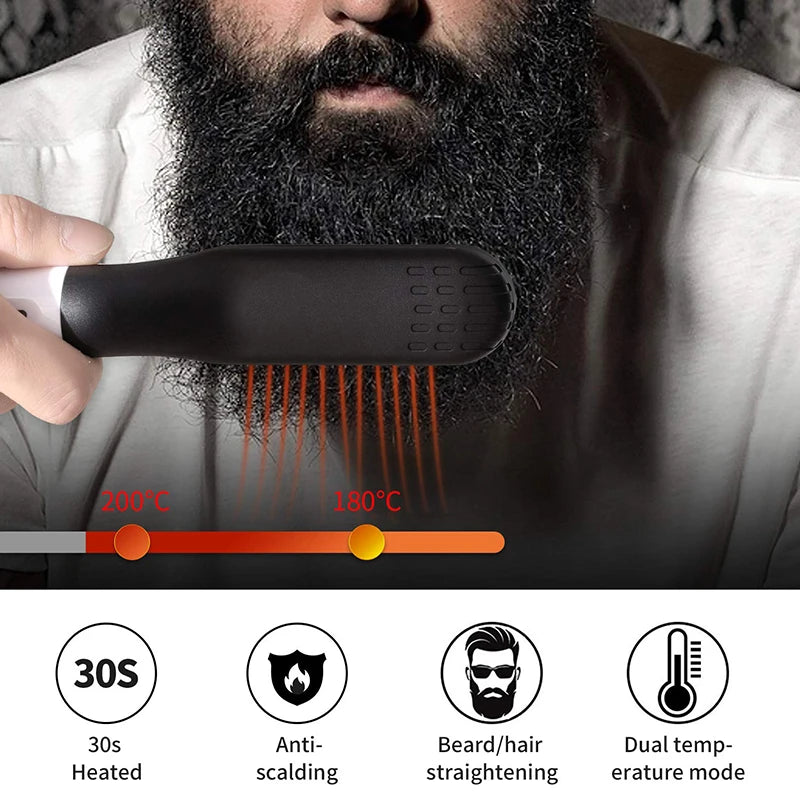 Hot Comb Straightener Electric Negative Ion Heating Comb For Men Beard